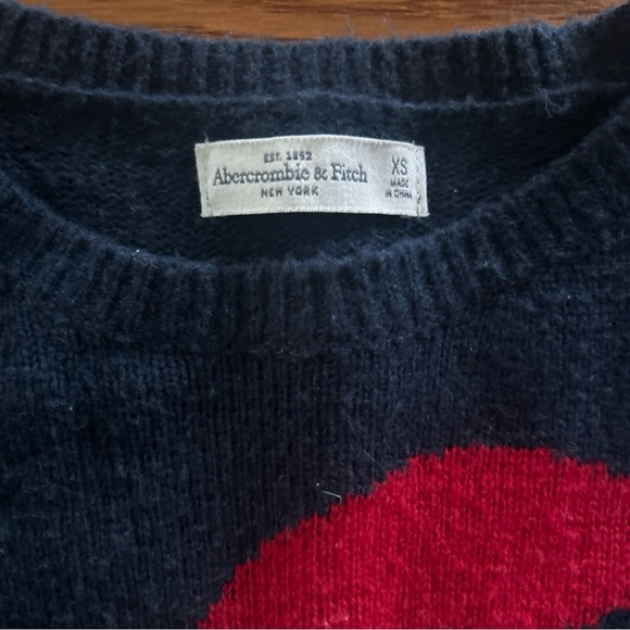 Abercrombie Sweater Women XS Holiday Pullover Navy Blue Ugly Christmas Sloth - Picture 3 of 8